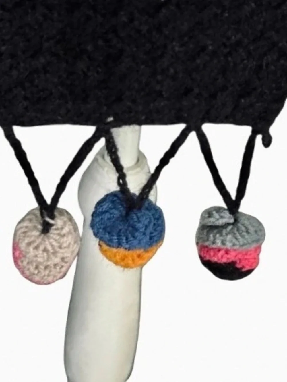 Pom Poms bohemian Woodstock Crochet Scarf Multicolor Floral Boho Fall Snow
